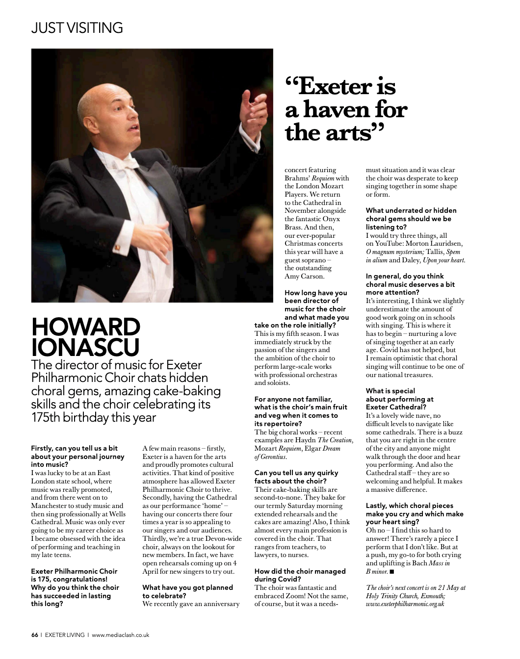 Celebrating 175 years: Exeter Living interviews our Director of Music, Howard Ionascu Celebrating 175 years: Exeter Living interviews our Director of Music, Howard Ionascu